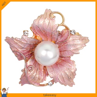 【Ready stock】Fashion Women\'s Rhinestone Imitation Pearl Enamel Flower Floriated Brooch Pin