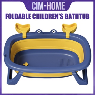 Baby Bathtub Foldable Blue Bathtub&Bathmat For Kids Simple And Practical (1)