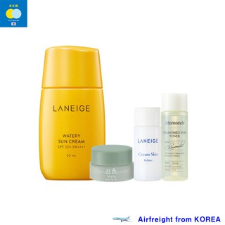 [LANEIGE] Watery Sun Cream sunblock sun screen SPF50+ PA++++ 50ml + AMOREPACIFIC Basic Care 3 Types