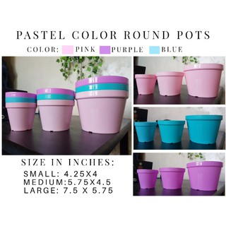 Pastel Color Round Pots (pink, purple, blue)