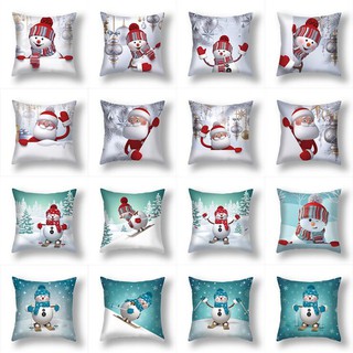 5pcs Sigle-sided Printing Nordic Xmas Decorative Throw Pillows Case Christmas Snowman Square Cushion Cover Home Decor