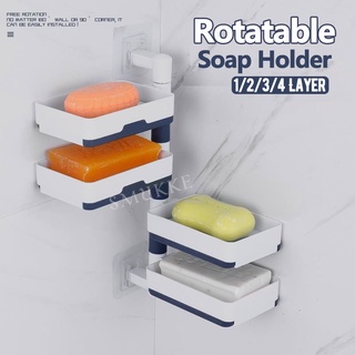 Multi-layer Soap Organizer Rotatable Soap Holder Wall Hanging Storage Rack Hole-Free Rotatable Soap Box Draining Toilet Bathroom Kitchen Holder