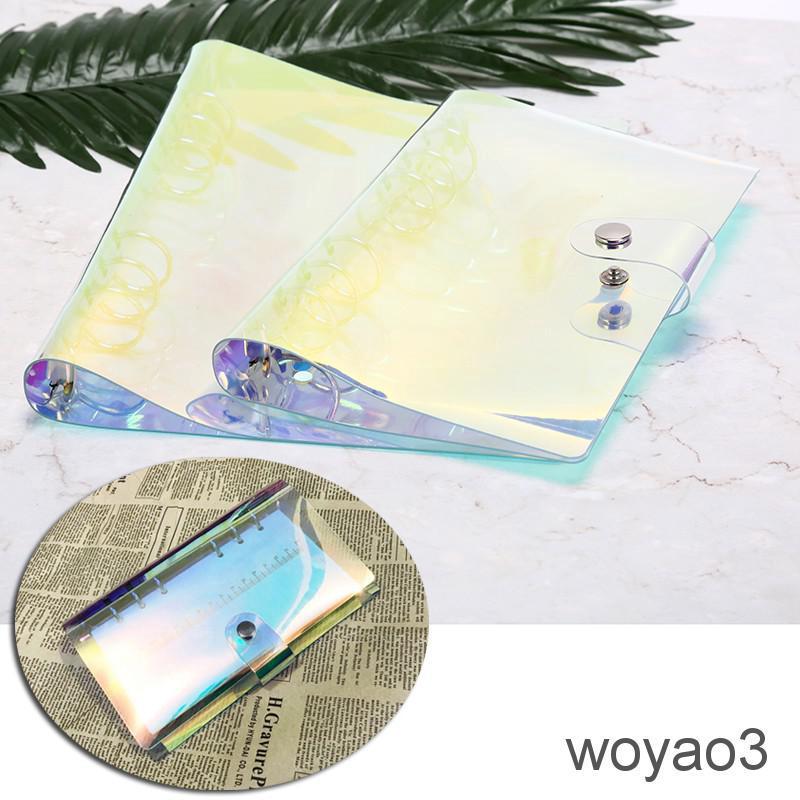 a5/a6 transparent laser loose leaf ring binder notebook planner cover☆