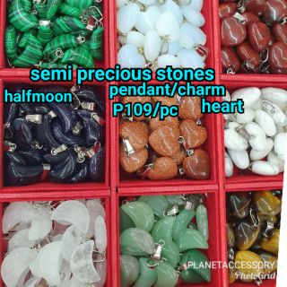 Semi precious stone (halfmoon heart )