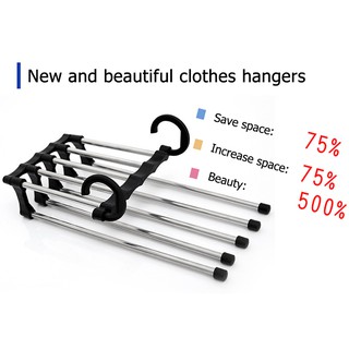 COD Multi-Layer Hanging Pants Storage Rack 5 In 1 Magic Hanger Stainless Steel Multifunctional Clothes Rack (9)