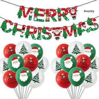 Livecity 5Pcs Santa Claus Christmas Tree Elk Pattern Balloon Banner for Home Party Decor