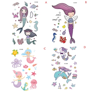 [prosperityu2]Kids Cartoon Temporary Tattoo Mermaid Sticker Waterproof Fake Tatoo