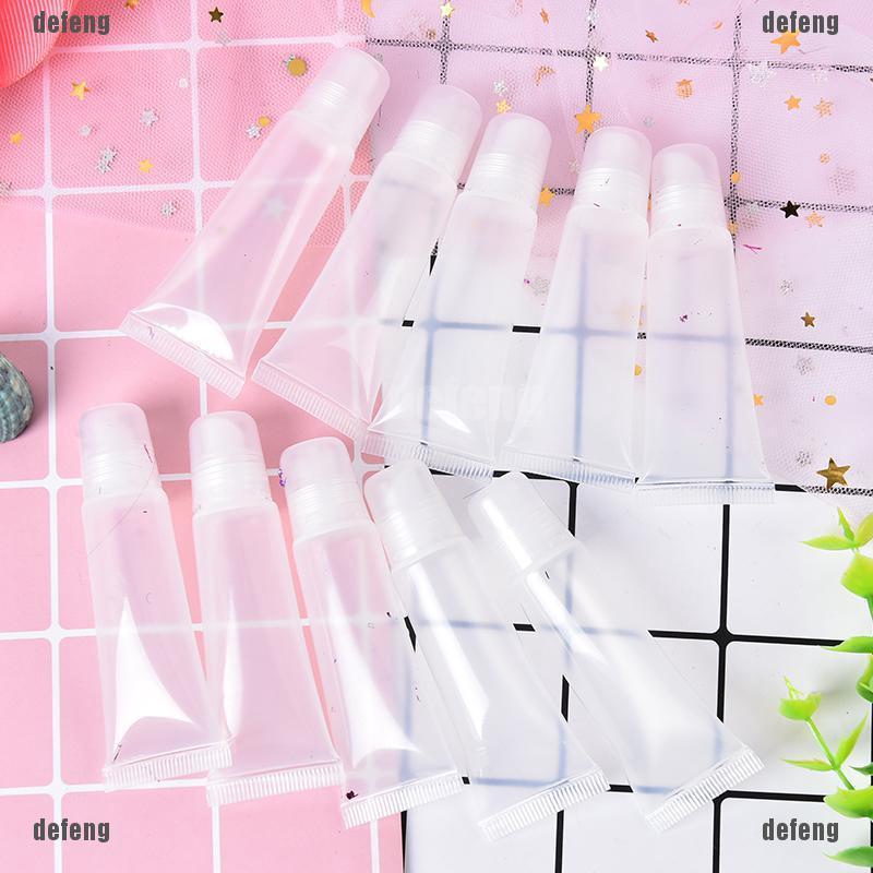 DF 10pcs 5ml refillable empty cosmetic tube lip gloss balm clear cosmetic container BC