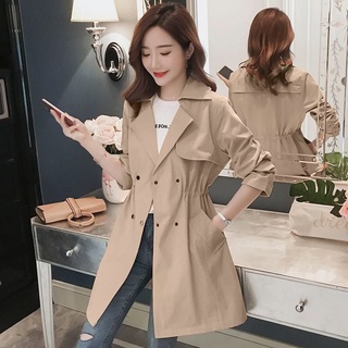 waitmore windbreaker women's mid-length spring and autumn small Korean version of the spring 2021 new popular temperament thin coat