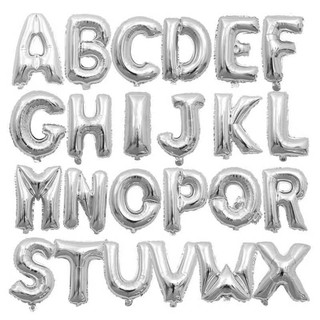 (16" inch) Silver Medium Size Letter and Number Foil Balloon (Complete Alphabet and Numbers)