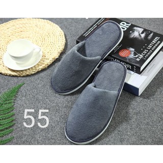 [SK] 1pair hotel slippers indoor slippers terry cloth comfortable unisex slippers（Grey)