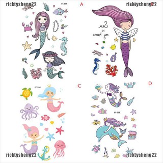 【RTS】Kids Cartoon Temporary Tattoo Mermaid Sticker Waterproof Fake Tatoo