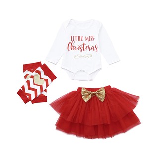 Christmas Newborn Infant Baby Girl Letter Romper Tops+Tutu Skirts Outfits Set (3)