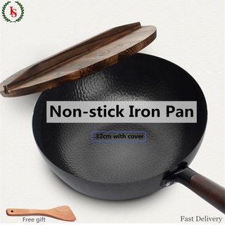 Wok non-stick pan stir-fry diameter 32CM durable frying pan easy to clean suitable for 2-6 people