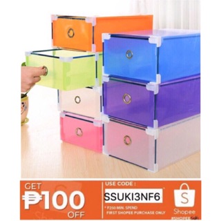 WJF Colorful Stockable Shoe Box Storage Organizer (1)