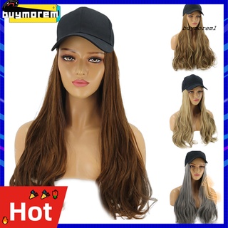 BUYME Women Long Wave Wig Hairpiece Synthetic Hair Extension with Baseball Hat Cap