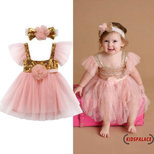 LLP-Newborn Princess Kids Baby Girls Dress Tulle Floral