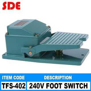 SDE Branded AC 220V 15A 1NO 1NC Momentary Treadle Pedal Foot Switch w Cable Gland Item Code: TSF-402