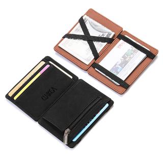 Money Clip Wallet Zipper Coins Wallet Purse Carteira Nubuck Leather Slim Wallet ID Credit Card (2)