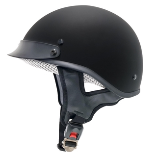 VIRTUE Black Motorcycle Helmet Open Face Helmet DOT Approved Half Helmet Retro Style With ICC