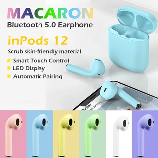 Inpods 12 Bluetooth Earphones Macarons TWS Wireless Earphones with Mic Noise Reduction Stereo Bluetooth Headset Smart Touch Waterproof Wireless Earbuds i12