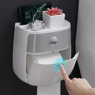 Waterproof Wall Mount Toilet Paper Holder Shelf Toilet Paper Tray Roll Paper Tube Storage Box Shelf Bathroom Supplies