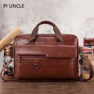 URAe Genuine Leather Messenger Bag for Men Vintage Travel Backpack 15 inch laptop Briefcase Shoulder