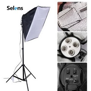 Selens Studio Softbox Light Kit with 4in1 E27 Lamp Holder &stand 50*70cm