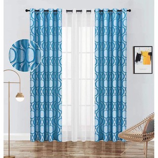 3 IN 1 Set Window Curtain, Knitted Jacquard Damask Room Darkening Curtains Panel with Grommet Top #3