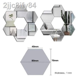 ❈❂□Home Decoration Hexagon Acrylic Mirror Modern Mirror Wall Sticker Bedroom Living Room Art DIY
