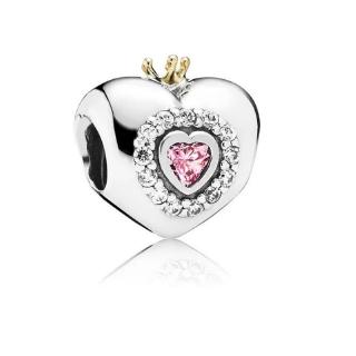 PANDORA PINK PRINCESS HEART SILVER CHARM 925 Silver for women for pan