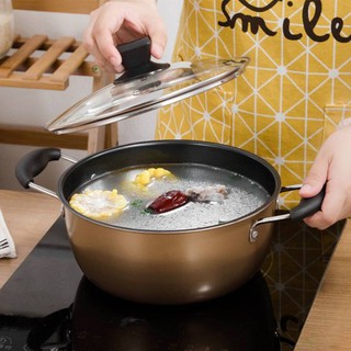 3 pcs Gold Cookware Set Non-Stick Wok Induction Cooker Kitchenware Cooking Three-Piece Kitchenware (7)
