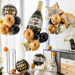 Happy New Year 2022 Decorations Wine Bottle Foil Balloons for Christmas Home Decor Air Globos New Year Eve Party Noel Navidad