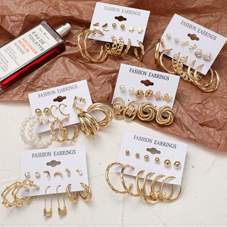 Retro Butterfly Pearl Earring Set Fashion Diamond Tassel Stud Earrings Women Jewelry Accessories (9)