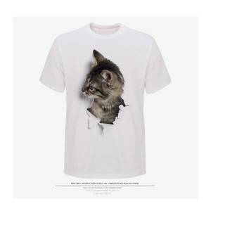 ☇❀WISH European and American hot style 3D cat pattern printing men s T-shirt 3D printing short sleev