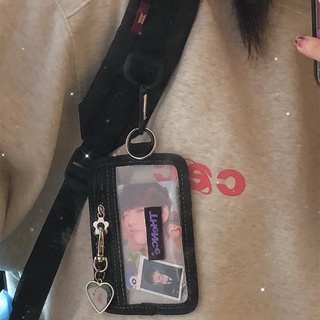 Girl Transparent Card Holder Mini Cute Sequined Zipper Short Wallet (3)