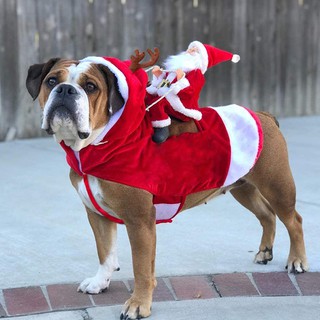 Cute Xmas Pet Costumes Funny Santa Claus Riding A Deer Coat For Dogs Cats Novelty Clothes Christmas (4)