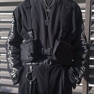 Hip-hop Streetwear Men Functional Waist Bag Waistcoat Man Tactical Shoulder Bag Chest Bag fp044
