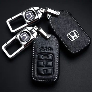 Honda Leather Key Cover Casing HRV Jazz BRV CRV City Accord Civic Keyless Remote Car Key case Car Keychain