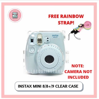 Fujifilm Instax mini 8/9 clear case w/ free rainbow strap