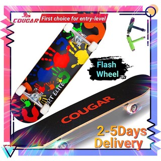 Cougar Skateboard Flash Wheel Longboard Double Foot Skateboard Standard Skateboard for Beginners