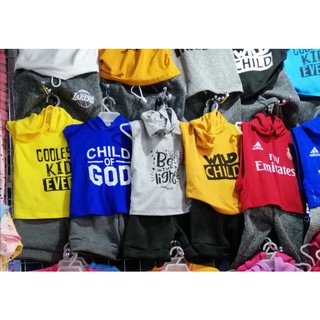 3pcs/pair ootd tshirt hoodie jogger, sleevless hoodie, tshirt jogger terno(bundle) 3pcs assorted