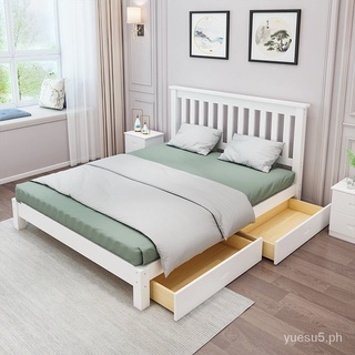 Wood Bed1.8Mi American Master Bedroom Double1.5Bed Household1Beige Single Children's Bed Simple Modern1.2M Bed