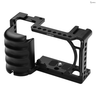 【Ready Stock】Andeor Video Camera Cage Rig Cold Shoe Mount Universal 1/4 3/8 Threaded Holes with Wrench Replacement for A6000 A6100 A6300 A6400 A6500 A6600 DSLR