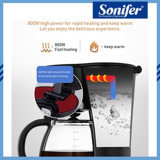 Sonifer 4-Cup Coffee Maker Drip Coffeemaker Coffee Pot Brewer Machine with Cone Filter Glass Carafe (6)