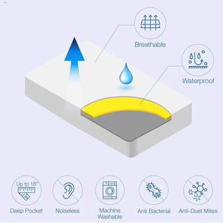 Bedding⊙۞Smooth Waterproof Mattress Cover Protector Bed Sheet Cover Breathable Protection Cover