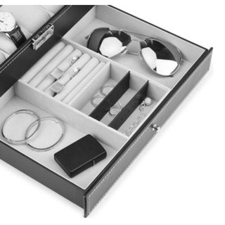 12 Grid Slots Double Layer Leather Watch Jewelry Display Storage Organizer Case Box (4)