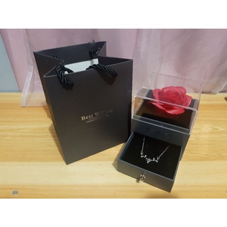 PRESERVED FLOWER ACRYLIC DRAWER JEWELRY GIFT BOX /Valentine's Gift /Wedding Rings Box