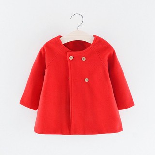 【Lowest】Baby Girls Coat Autumn and winter new round neck long-sleeved cloak type woolen kid's coat (4)