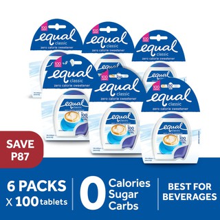 Equal Classic Zero Calorie Sweetener (6 packs x 100 Tablets)